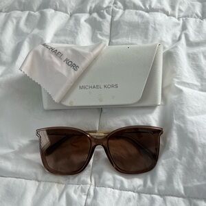 Michael Kors Women's Brown Sunglasses with Gold Accent and White Case